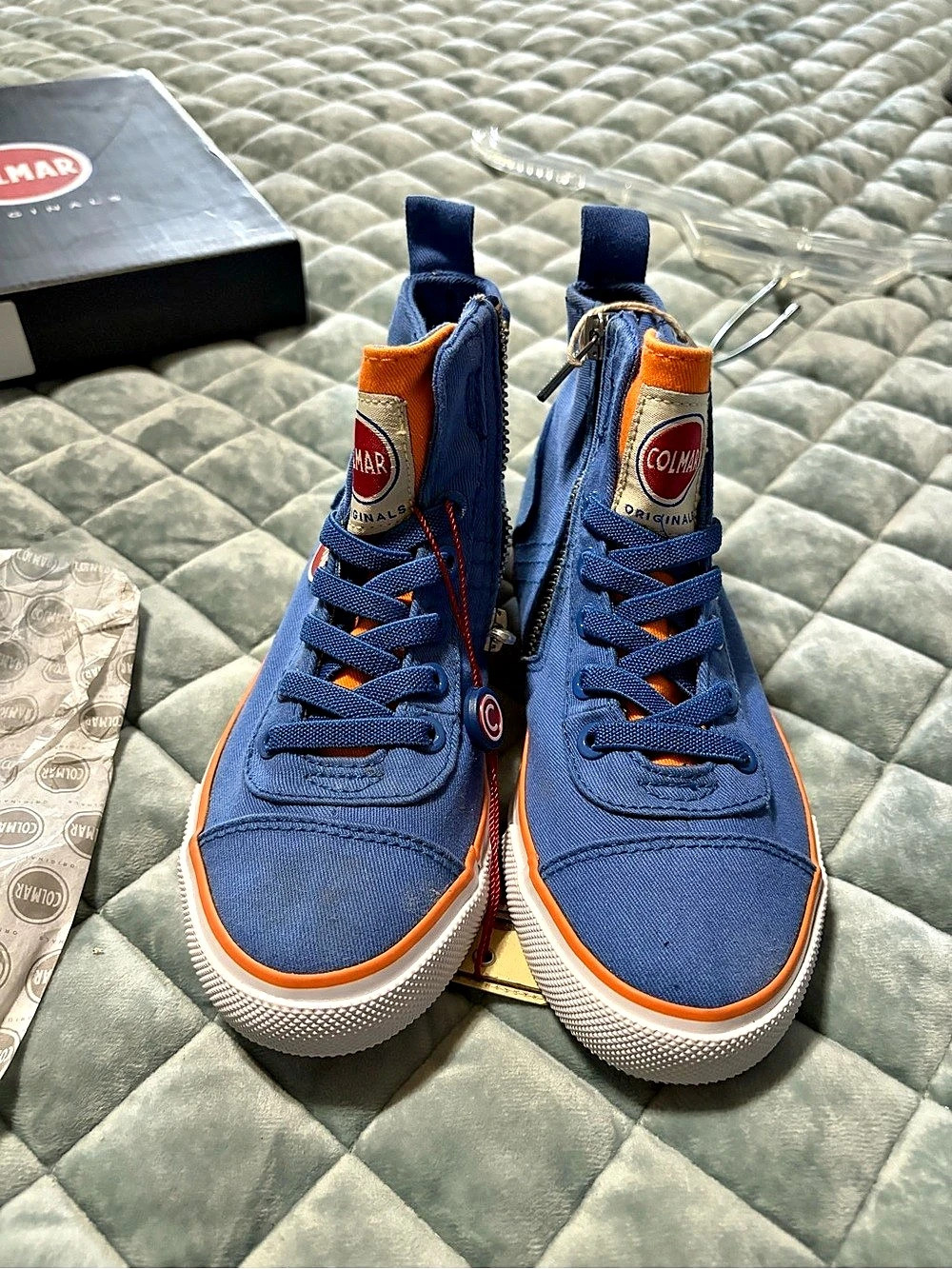 Colmar Originals Canvas High-Top Sneakers Blue & Orange EU 30